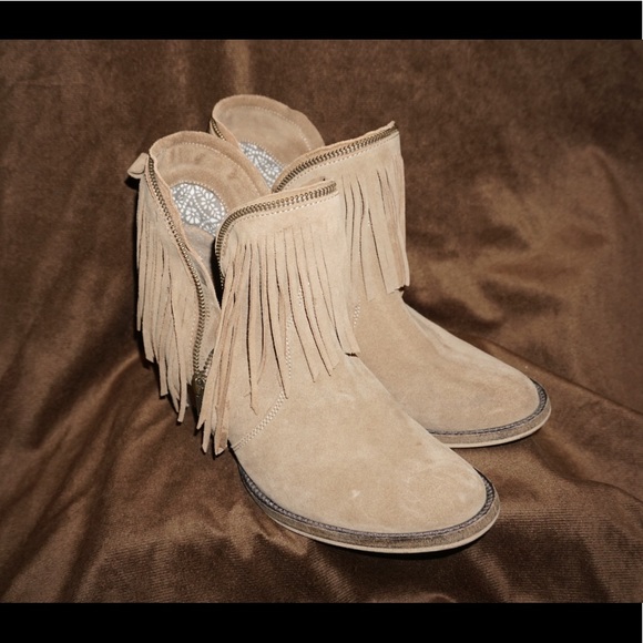 Fringe Tan Booties - Picture 2 of 4